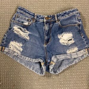 high waisted jean shorts